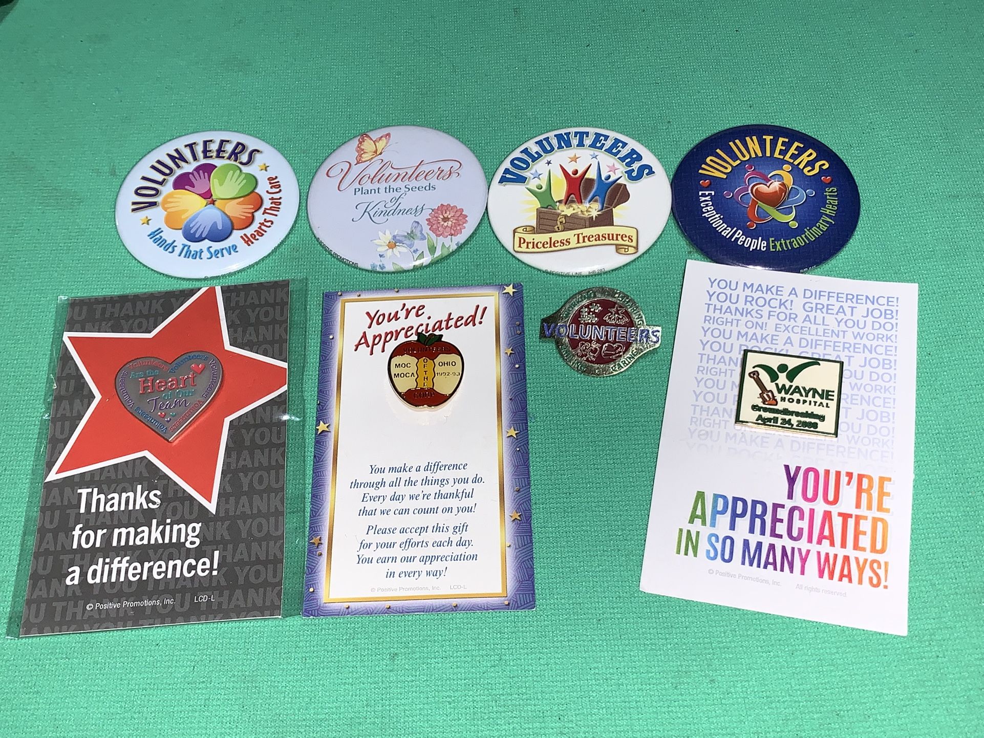 8 Vintage Hospital Volunteer Badges Pins Pinbacks Buttons Awards Wayne
