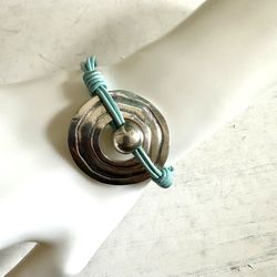 Silver Tone Blue  Cord Bracelet 