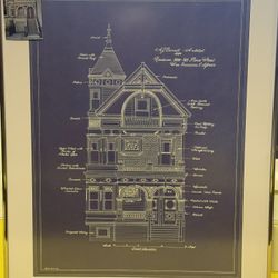 Architectural Blueprint Victorian House With Photo Of Actual House, San Francisco