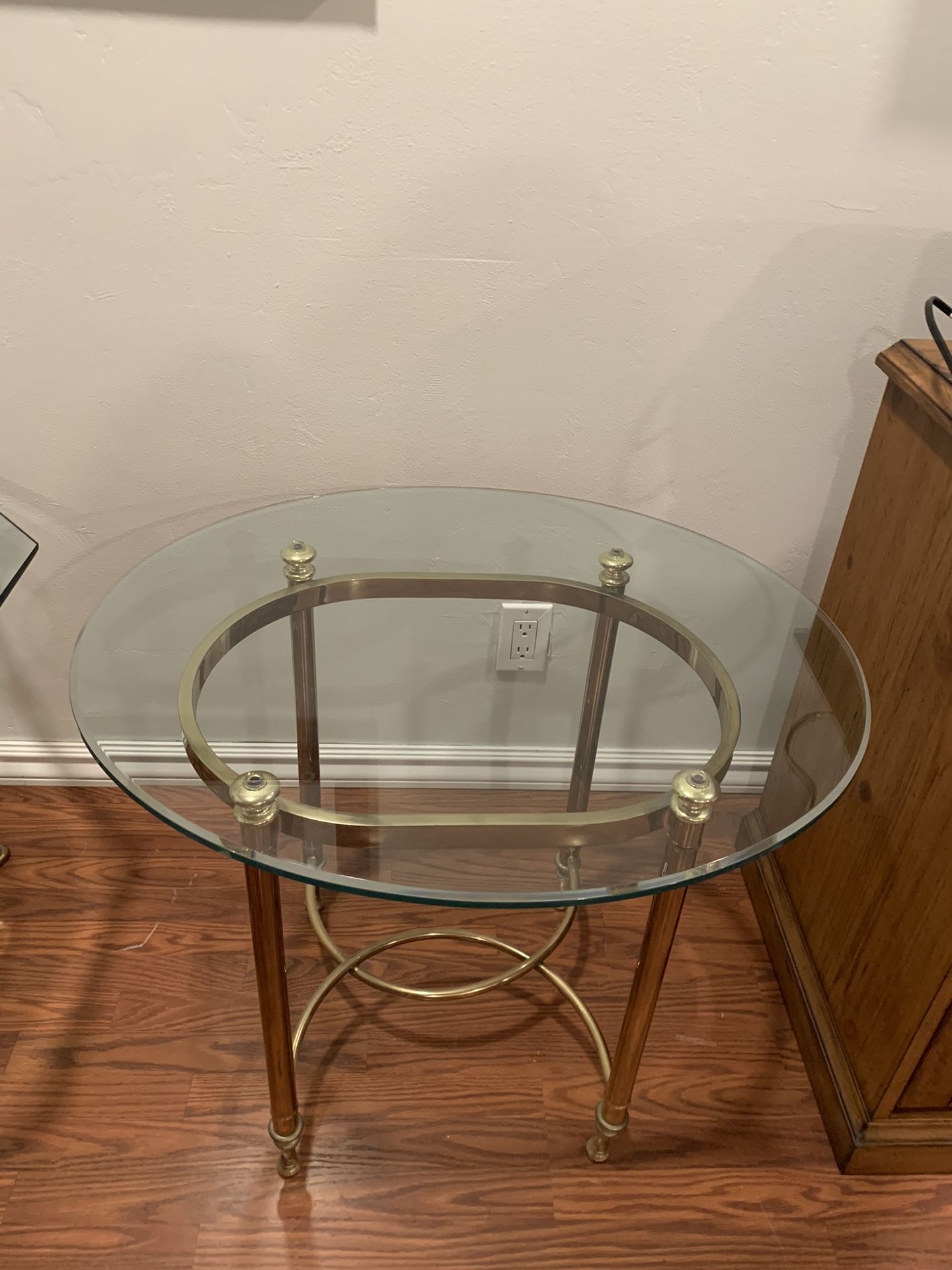 Glass And Brass End Tables