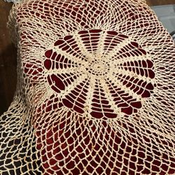 Victorian Doily Large 19th Century Hand Crochet 