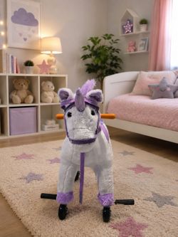 🦄Happy Trails Unicorn Ride-On Toy with Wheels & Sounds - Plush Walking Unicorn🦄