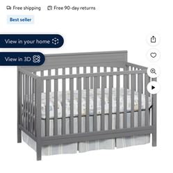 Baby Crib. Wooden Gray