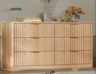 Fluted natural 6 door dresser