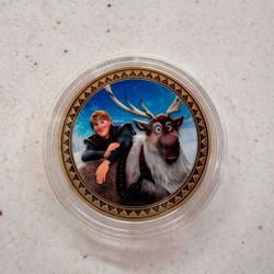 Disney Disneyland Parks DCA Frozen Kristoff Sven Gold Medallion Coin In Case