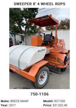 BROCE MANF Year: 2017 Model: RCT-350 Sweeper