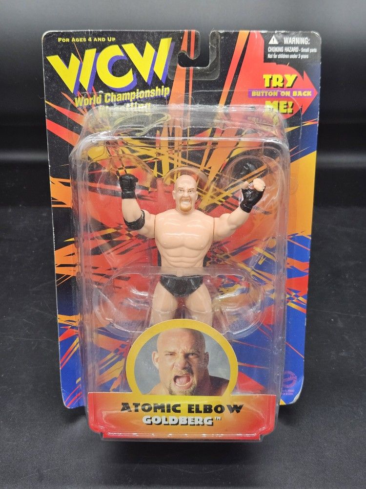 WCW Wrestling Action Figure Goldberg Atomic Elbow 1998 New Sealed Vintage