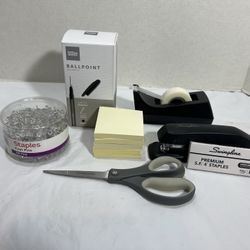 Office Equipment: Pins, Pens, Notes, Stapler +Staples, Scissors, Tape Dispenser 