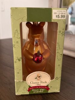 Disney Classic Pooh Baby’s First Christmas Glass Ornament NIB