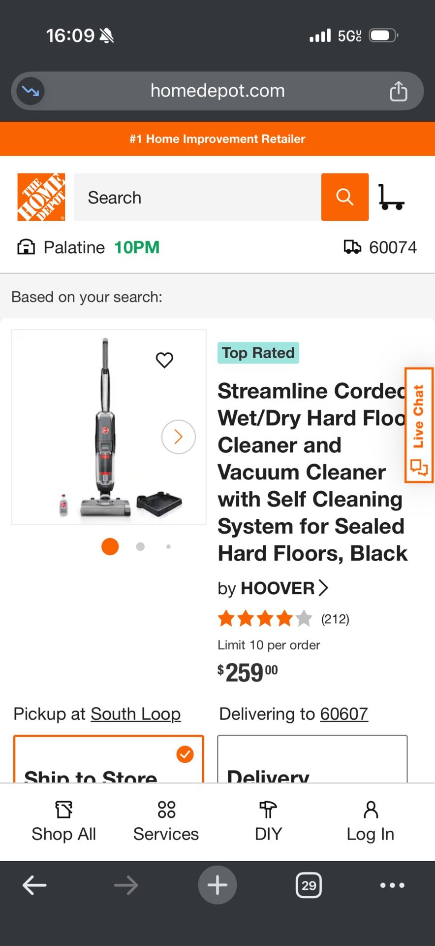 Hoover Streamline corded Wet/dry Hard Floor Cleaner & Vacuum  