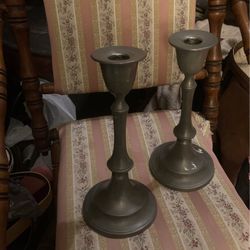 Vintage CA Woodward Pewter Candleholders