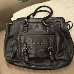 Ellen Tracy Women’s Genuine Leather Black Satchel