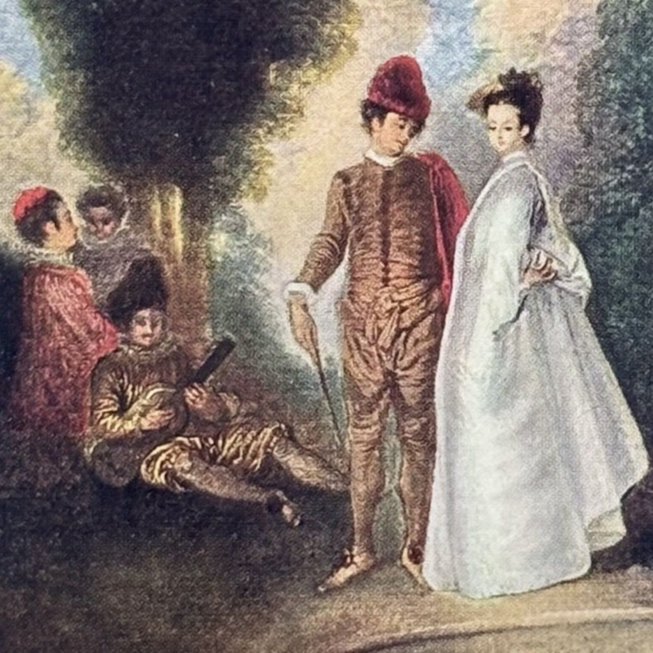 THE FOUNTAIN French Jean-Antoine Watteau Fine Art Print 1900’s Vintage Original Antique London England Printed Collectible France ARTIST