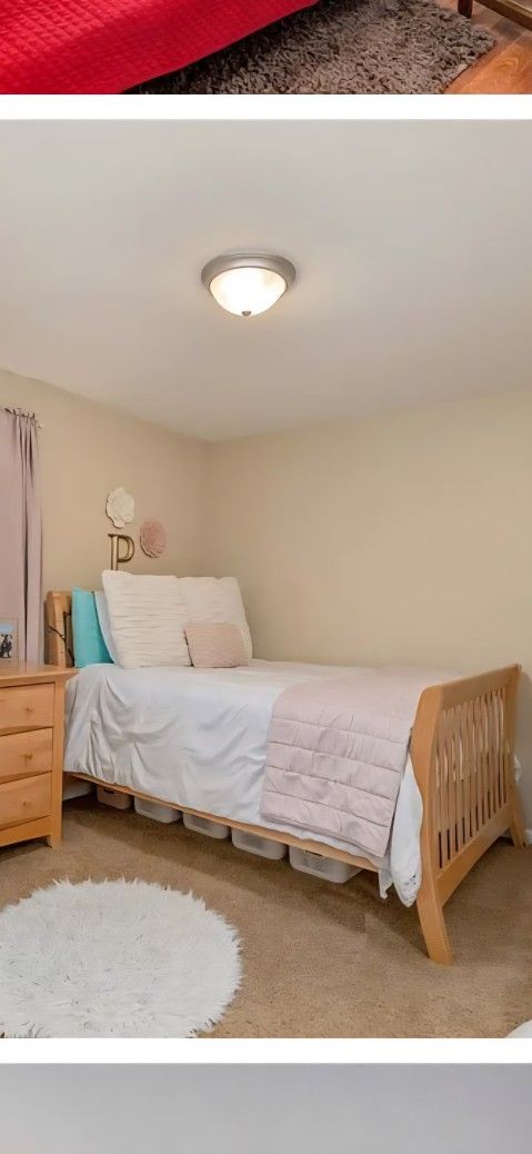 Solid Wood Full Size Bed With Mattress and Box Spring