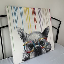 Colorful Drip Art French Bulldog Canvas