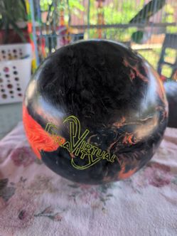 Black and Orange Marble Bowling Ball