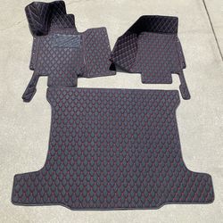 C6 2005-2013 Corvette Custom Diamond Premium Leather Floor Mats & Rear Hatch Pad