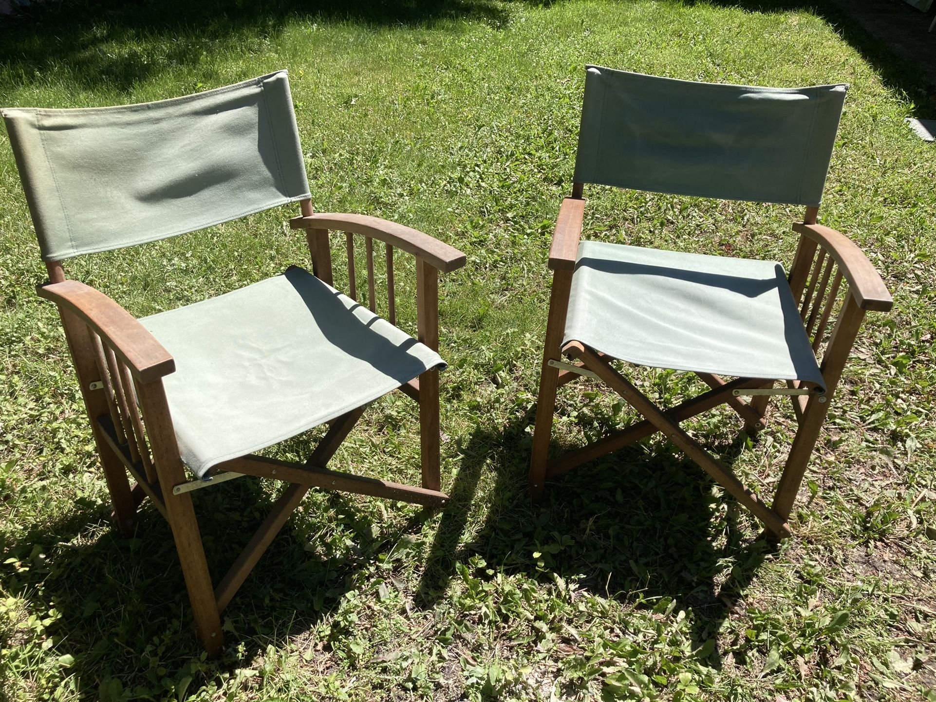 Two Green Directors Chairs 