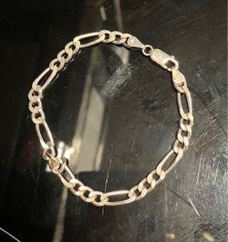 925 Sterling Silver Italy Figaro Link Bracelet 8 Inch 11g Lobster Clasp
