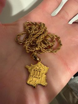 France gold 18k plated pendant and rope chain