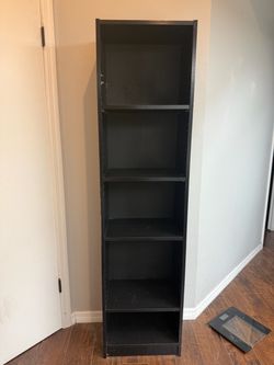 Tall Black 5-Shelf Bookcase / Storage Unit