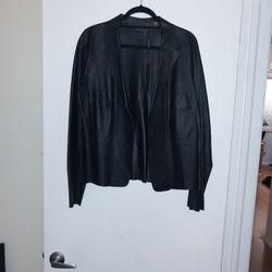 Elie Tahari Woman Black Leather Blazer