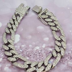 Bracelet Figaro Ice Out Style Stainless Steel 