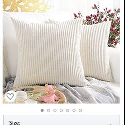 MERNETTE Pack of 2, Corduroy Soft Decorative Square Throw Pillow Cover Cushion Covers Pillowcase, Home Decor Decorations for Sofa Couch Bed Chair 18x1