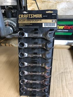 7pc short SAE combination wrench set - craftsman USA made