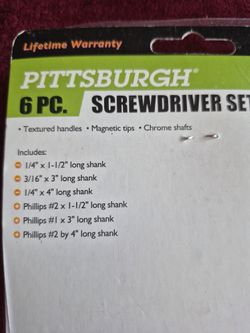 Cash and pick up only, New in original packaging never been used 6 pieces screwdriver set magnetic tips 3 Philips and 3 flats