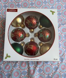 Assorted Glass Christmas Ornaments (Set Of 8)