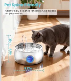used Large Cat Water Fountain Stainless Steel -135oz/4.0L Cat Fountain for Drinking