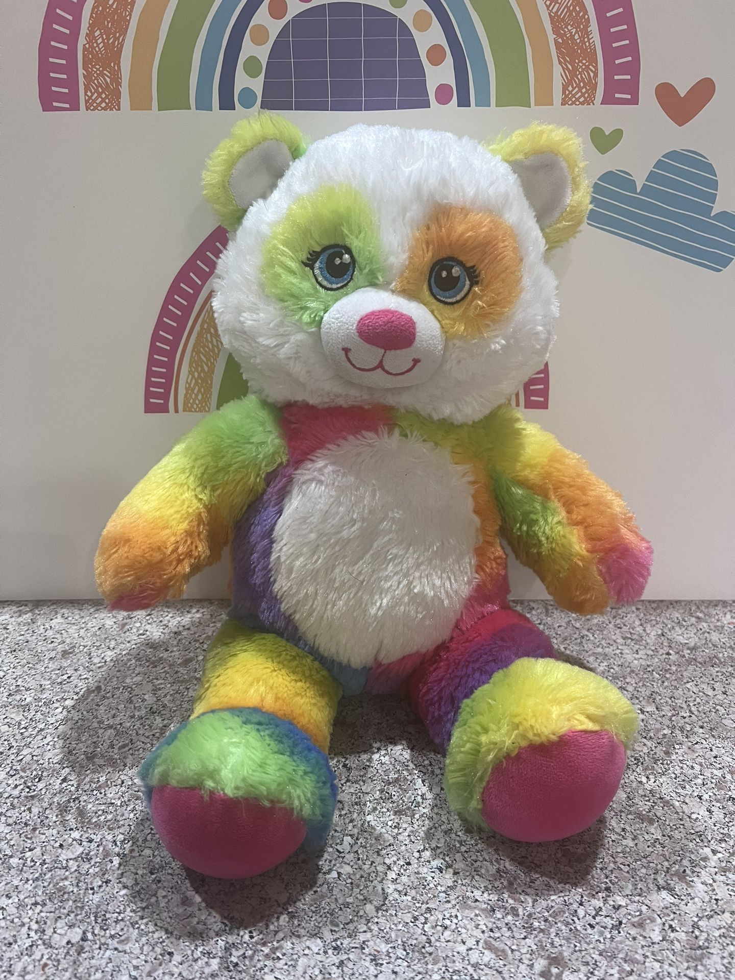 BUILD A BEAR!!  RAINBOW COLORED!  13 INCH !!  ADORABLE AND HUGGABLE! CLEAN!!!