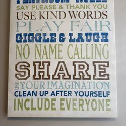 Kids Playroom Toy Room big canvas wall art decoration sign size 2’x2’6” (24”x30”) $15 firm price
