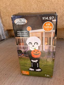 Airblown Inflatable Halloween Skeleton Boy with Pumpkin 4ft