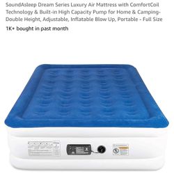 SoundAsleep Dream Series Luxury Air Mattress with ComfortCoil Technology & Built-in High Capacity Pump for Home & Camping- Double Height, Adjustable, 