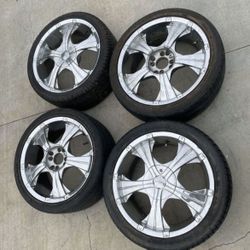 4 - 205/45r17 4x100 4x3.94 4x114.3 4x4.5 Chrome Civic Xb Rims Wheels Tires Good 80% Treads!!!!!!!!