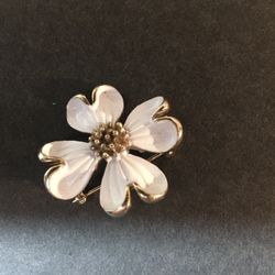 Vintage White Enameled Dogwood Blossom  1” 