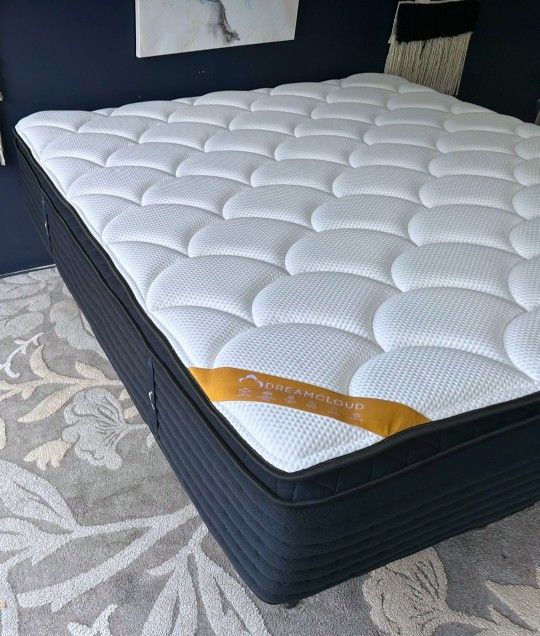 Newer King DreamCloud 14" Hybrid Premier Rest Mattress and Platform Bed Frame
