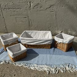 wicker storage basket with linings