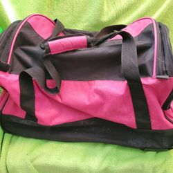 Pink And Black Duffle Bag Type Luggage On Wheels With Pull Handle $15