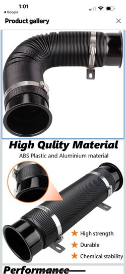 BARTOO 3" Turbine Intake Pipe, Cold Air Intake Pipe 76MM Adjustable Flexible Hose Tube Car Cold Air Turbo Intake Inlet Pipe Universal Cold Air Intake 