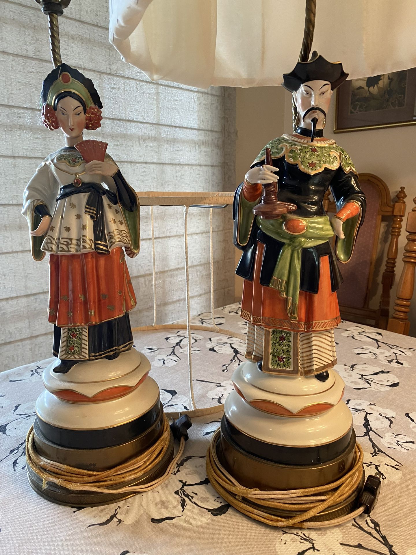 Antique Chinese Style Figural Ceramic Lamps