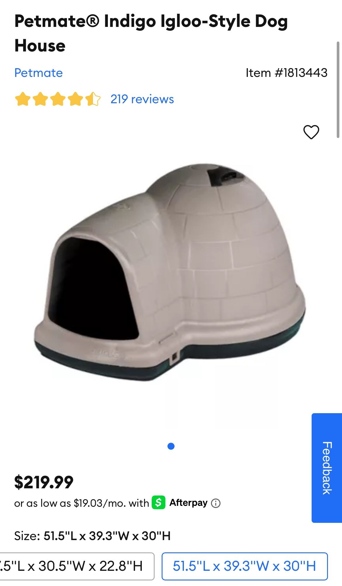 USED Petmate® Indigo Igloo-Style Dog House XL