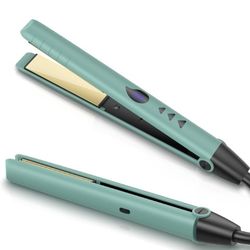 Flat Iron Hair Straightener and Curler 2 in 1 with 20s Fast Heating, 1 Inch Titanium Straightening Curling Iron with LCD Display, 16 Adjustable Temp, 