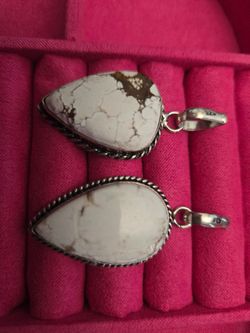 White Howlite Pendants, 925 Silver