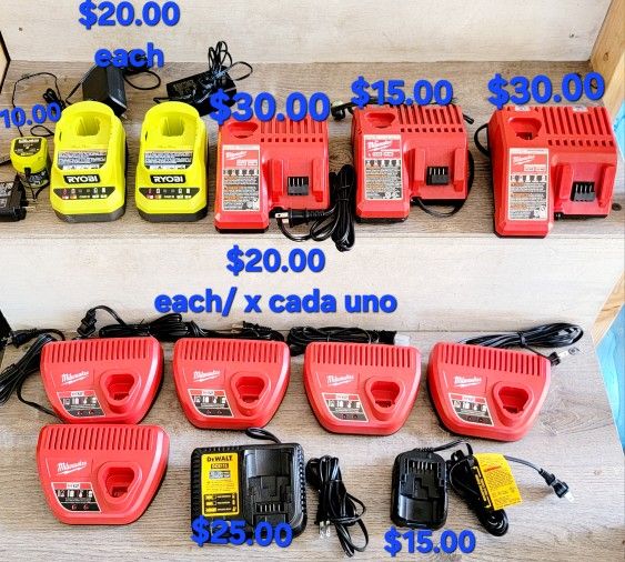 3 brands of chargers
Milwaukee,dewalt, and ryobi
