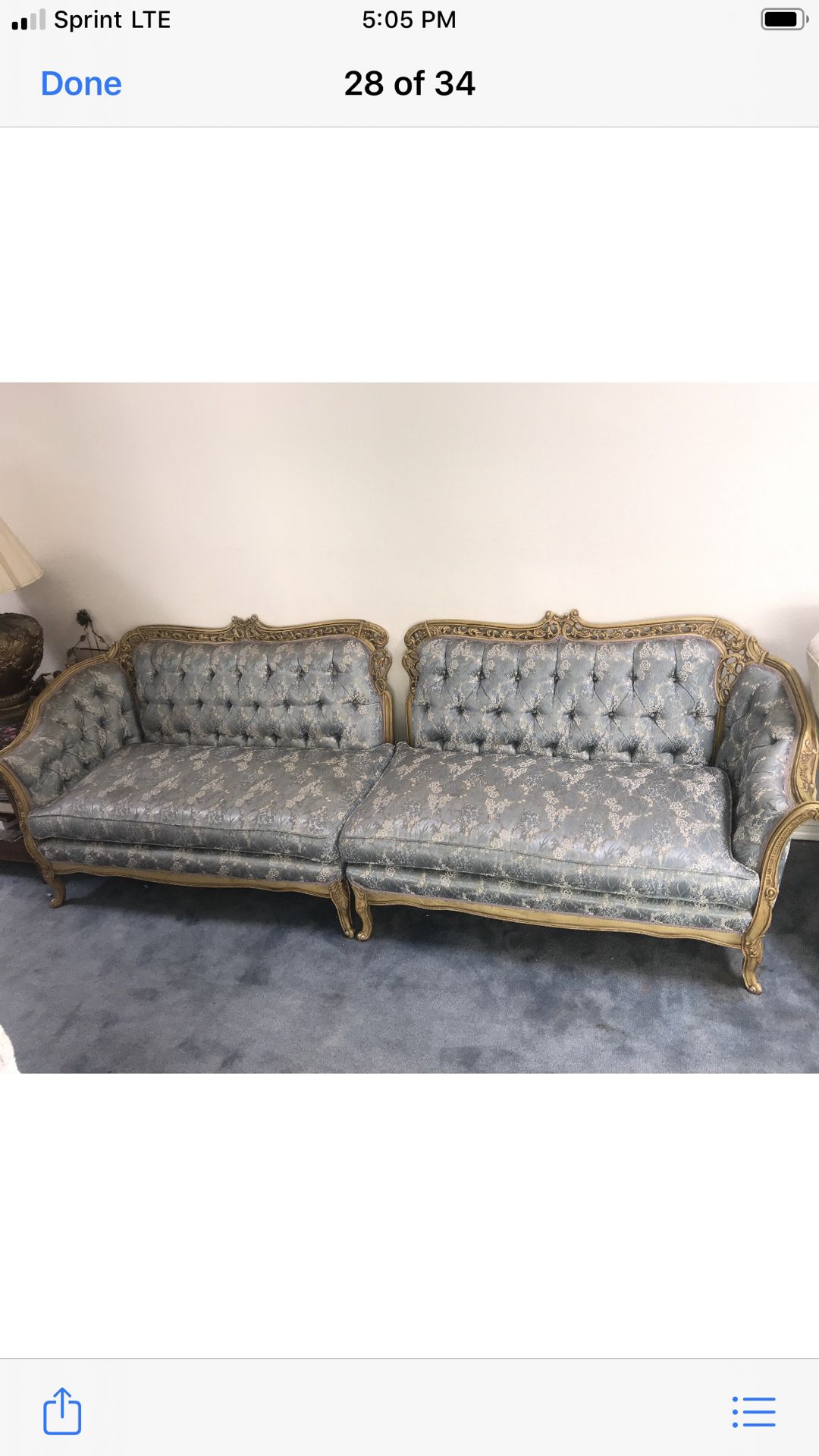 French provincial three-piece sectional sofa