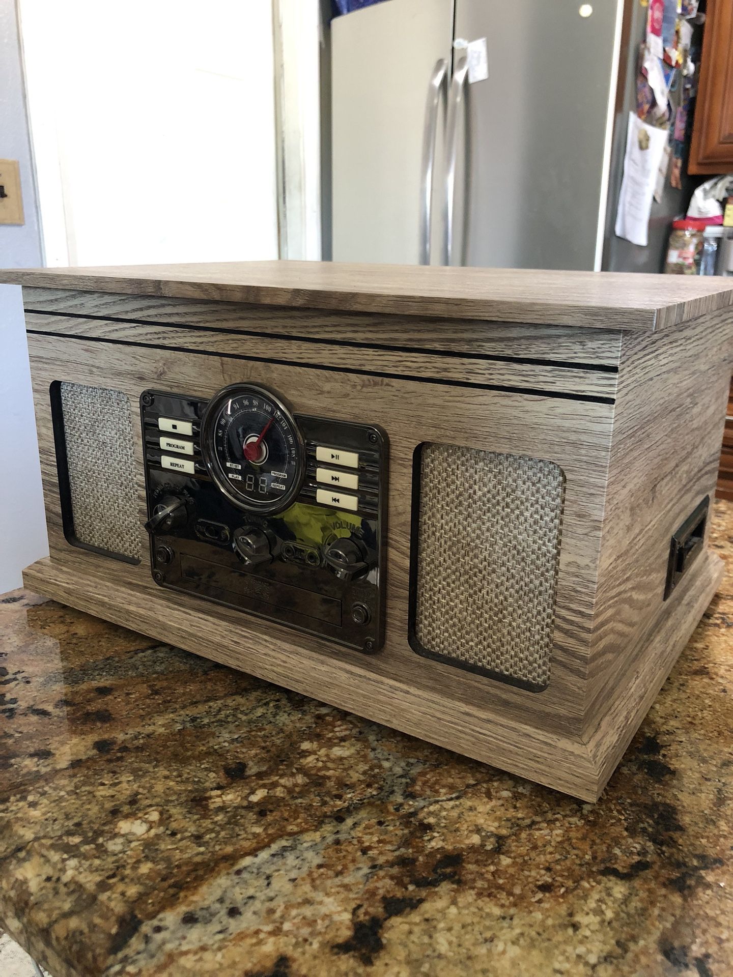 Victrola Nostalgic 6-in-1 Bluetooth Record Player & Multimedia Center with Built-in Speakers – 3-Speed Turntable, CD & Cassette Player, AM/FM Radio,
