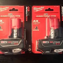 NEW 2 pcs for milwaukee 48-11-2460 m12 redlithium xc 6.0 extended capacity battery pack ( NOT ORIGINALS)
